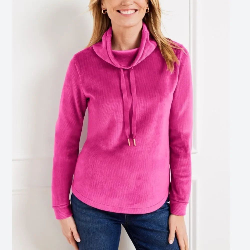 Talbots Magenta Velour Pullover Sweatshirt
